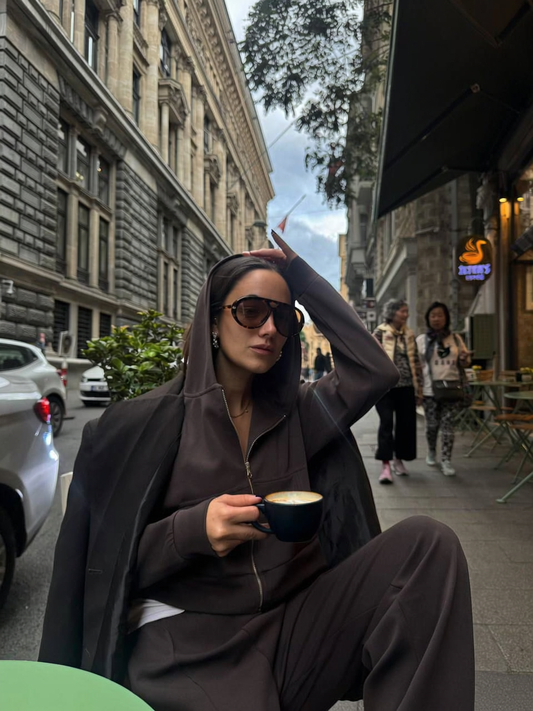 The Zip-Up & Palazzo Kahverengi Eşofman Takımı