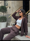 The Zip-Up & Palazzo Kahverengi Uzun Eşofman Takımı