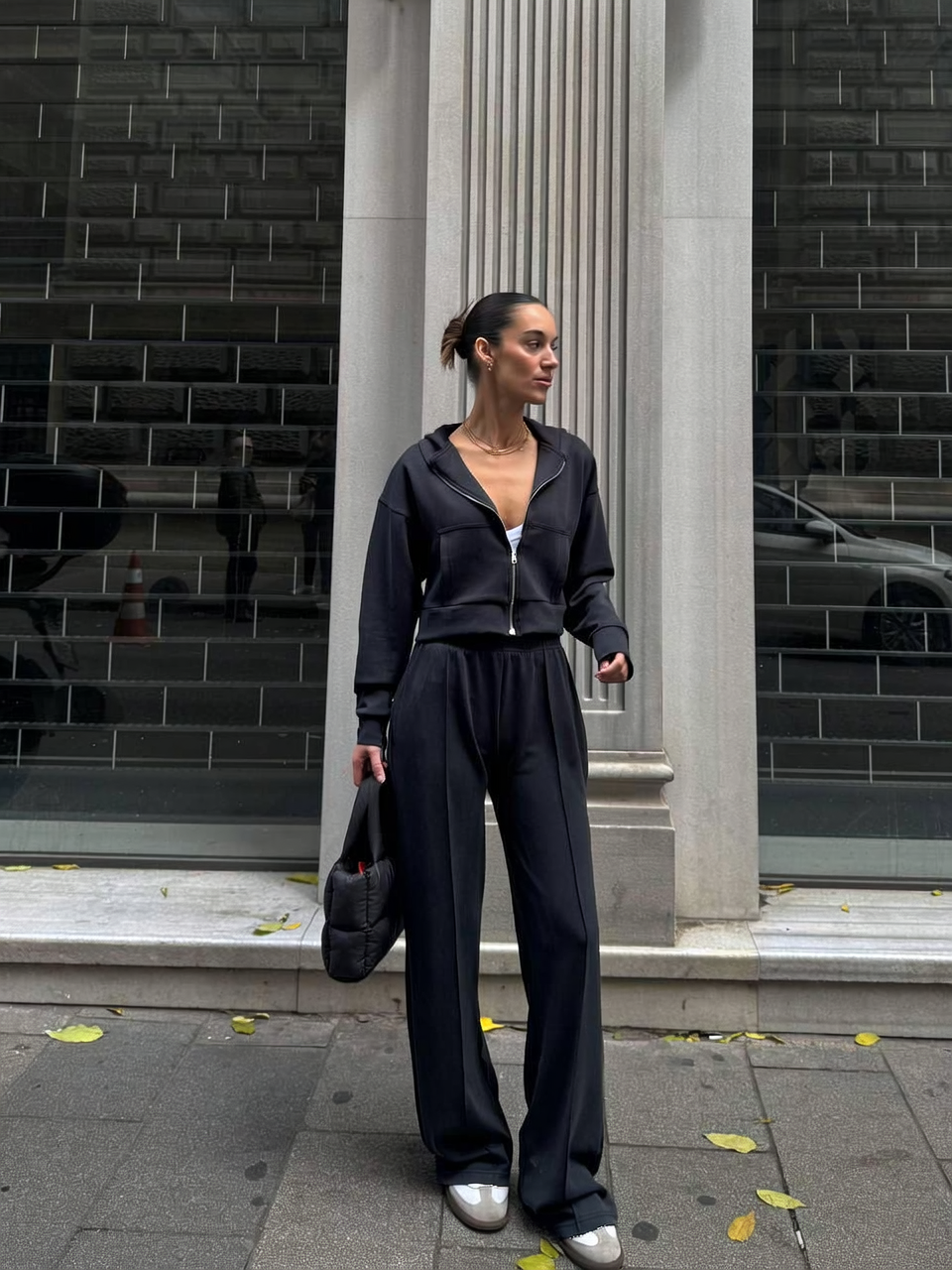 The Zip-Up & Palazzo Antrasit Eşofman Takımı