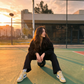 Siyah Crop Zip-Up & Palazzo Eşofman Takımı