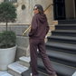 The Zip-Up & Palazzo Kahverengi Uzun Eşofman Takımı