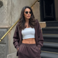 The Zip-Up & Palazzo Kahverengi Uzun Eşofman Takımı