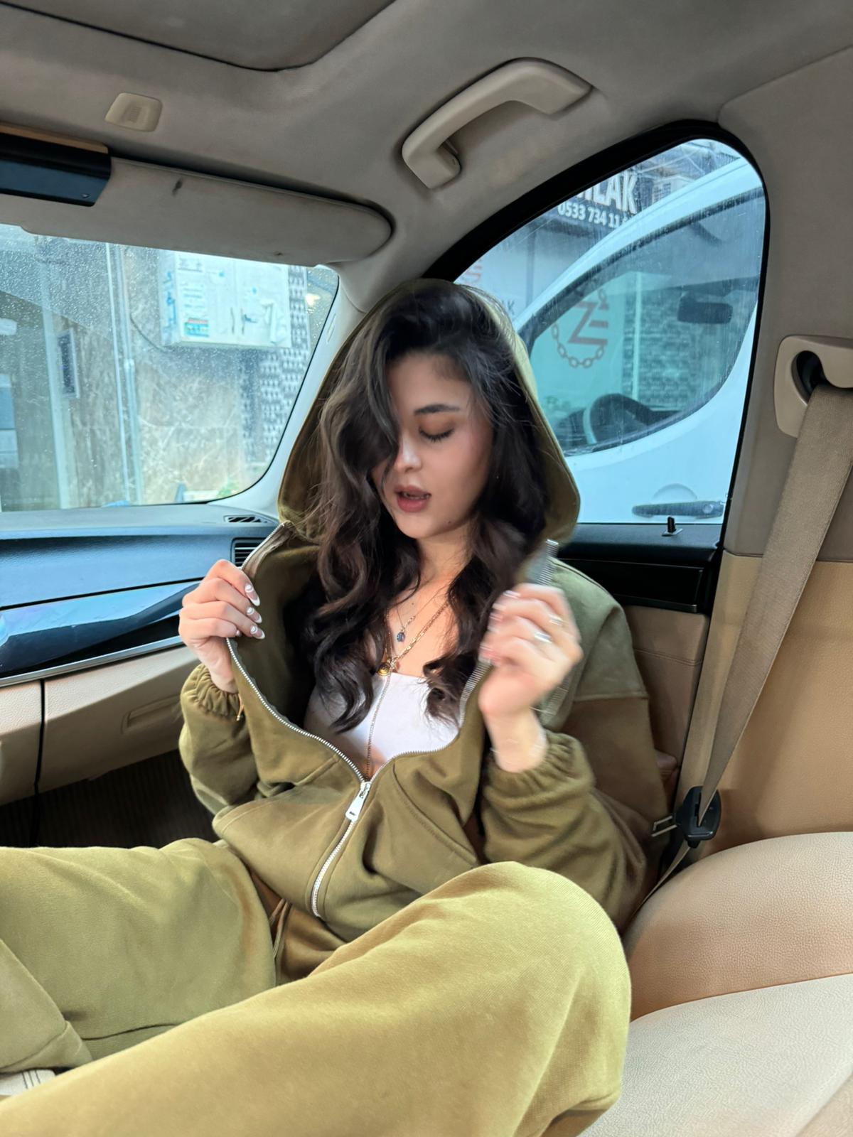 Yeşil Crop Zip-Up & Palazzo Eşofman Takımı