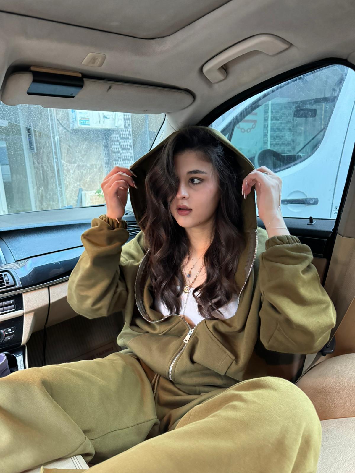 Yeşil Crop Zip-Up & Palazzo Eşofman Takımı