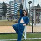 Mavi Crop Zip-Up & Palazzo Eşofman Takımı