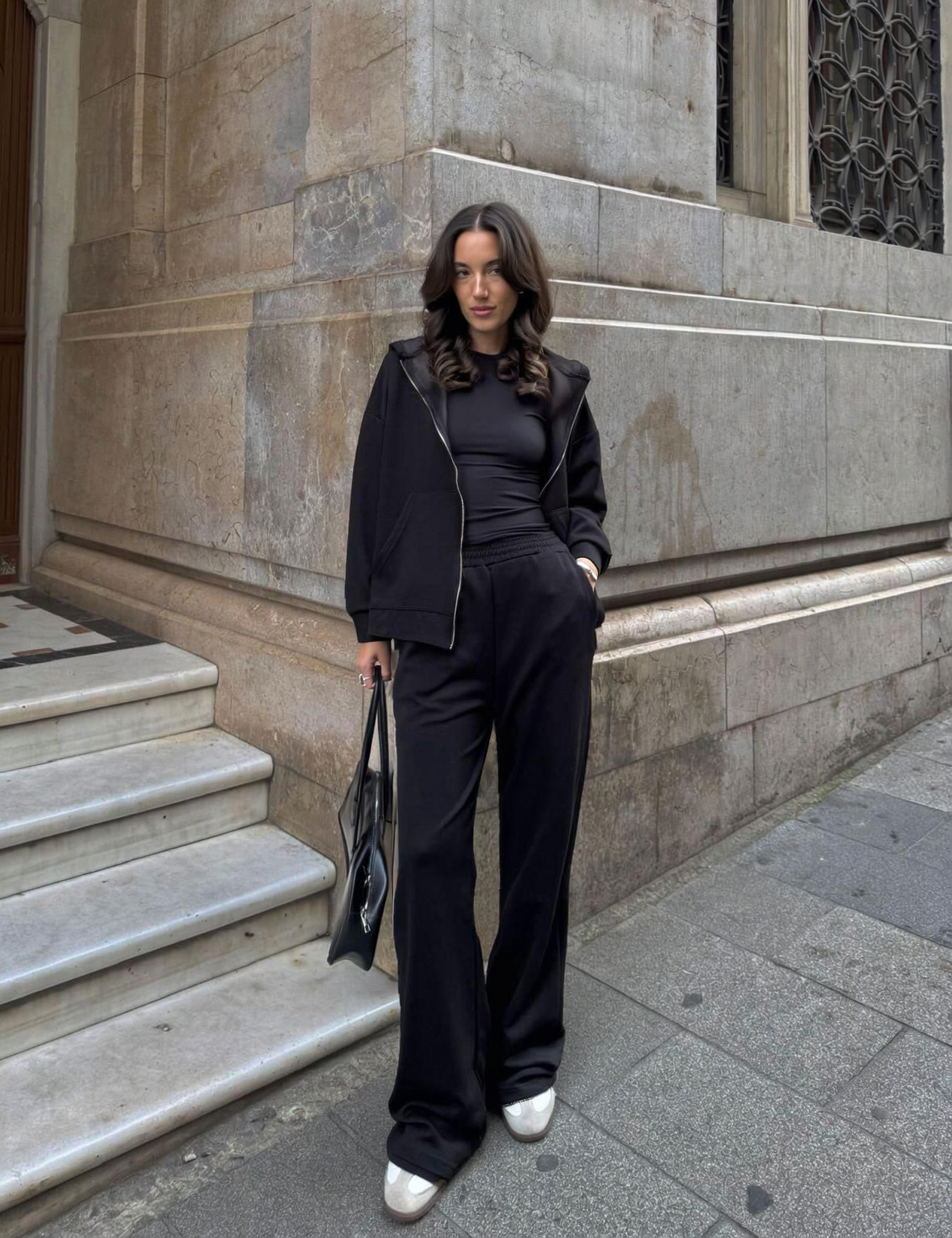 The Zip-Up & Palazzo Antrasit Uzun Eşofman Takımı