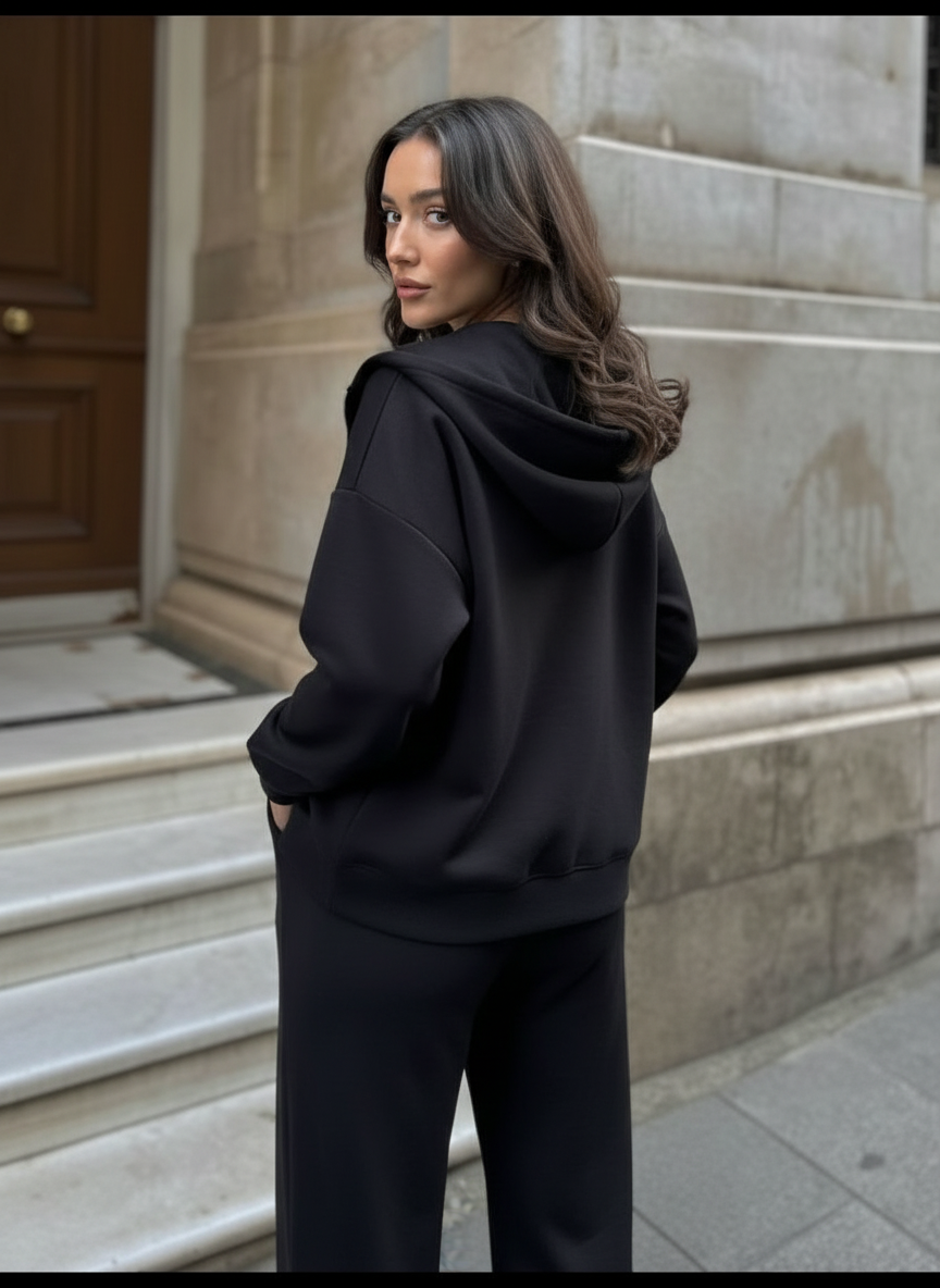 The Zip-Up & Palazzo Antrasit Uzun Eşofman Takımı